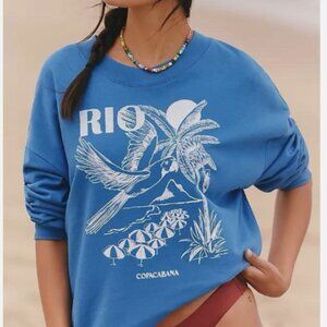 Farm Rio Anthropologie Rio Copacabana Graphic Sweatshirt Size Small